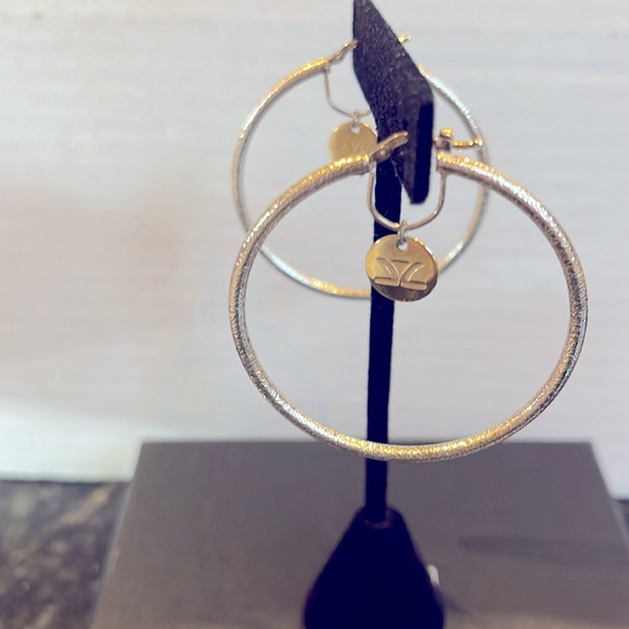 ❤️RARE HTF LE VIAN❤️S/S 925 & 14K DANGLE CHARM INSIDE HOOP EARRINGS SUPER COOL! - Picture 12 of 15